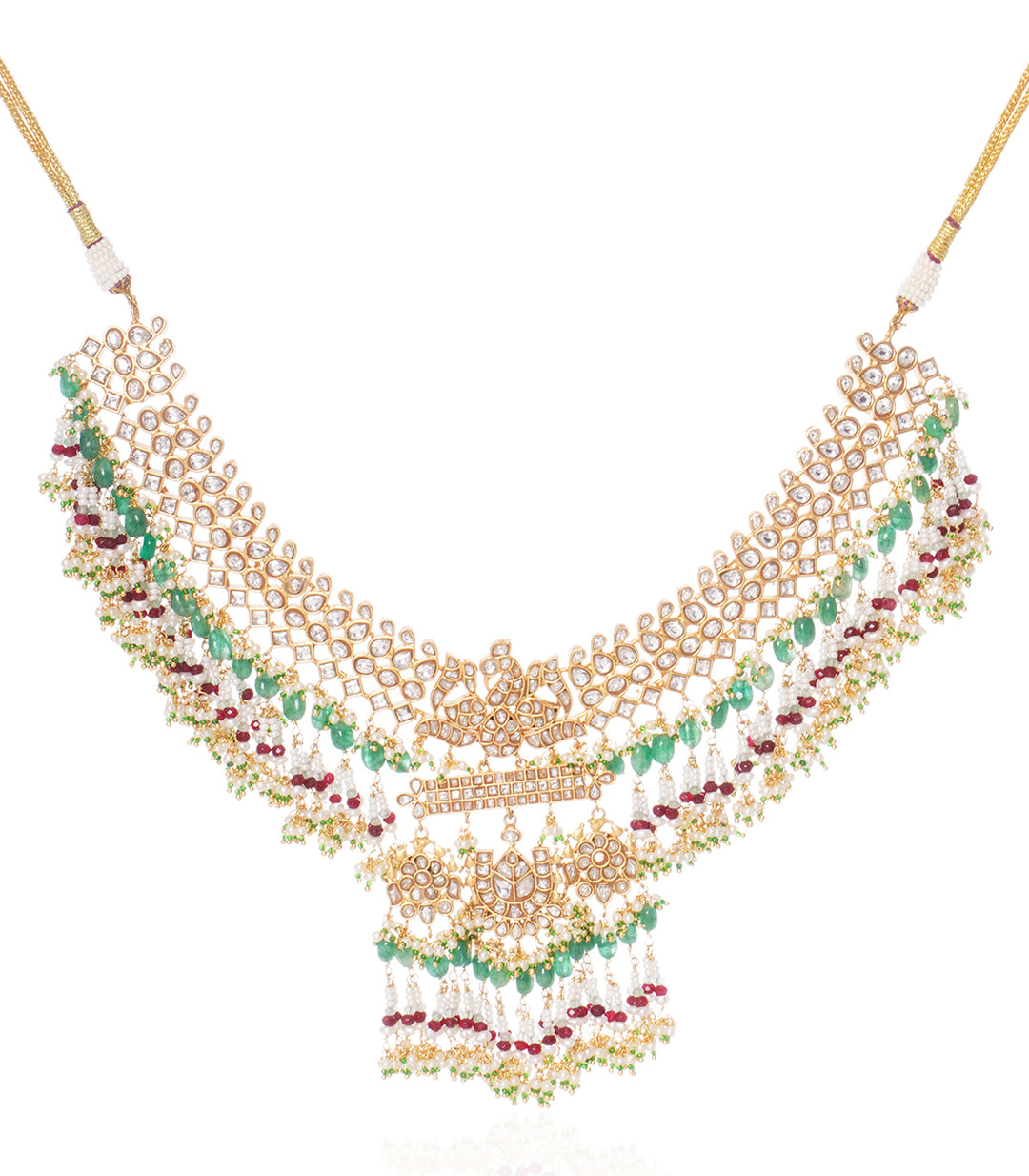 KAVYA RED & GREEN MAHEEM JADAU NECKLACE SET