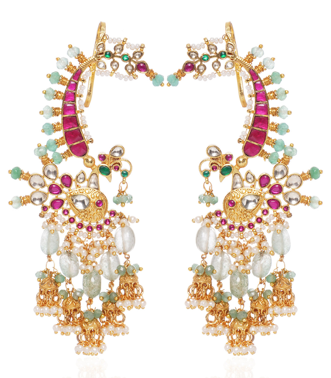 EESHA RED & GREEN  KUNDAN STATEMENT EARING