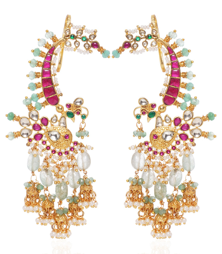 EESHA RED & GREEN  KUNDAN STATEMENT EARING