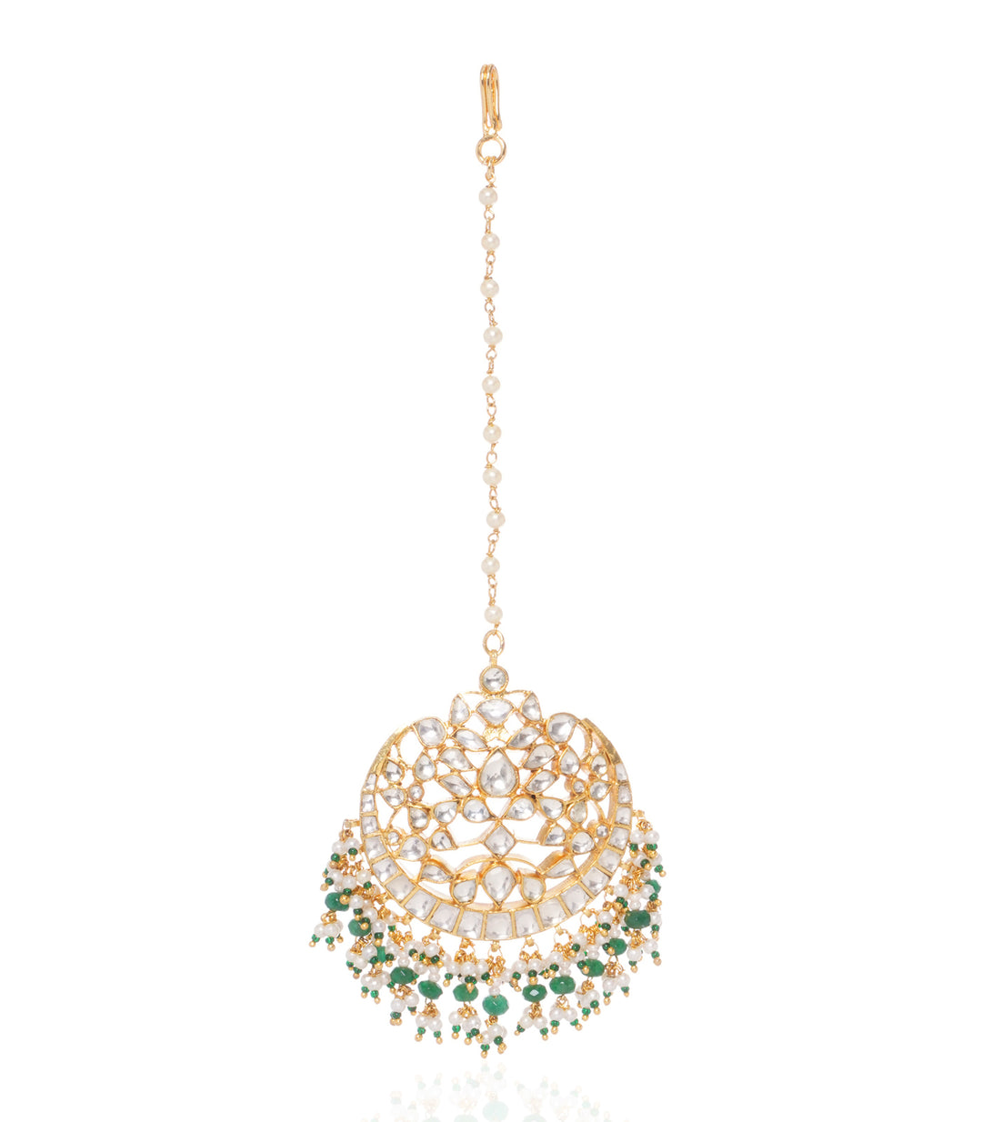 DIKSHA WHITE & GREEN  KUNDAN TIKA