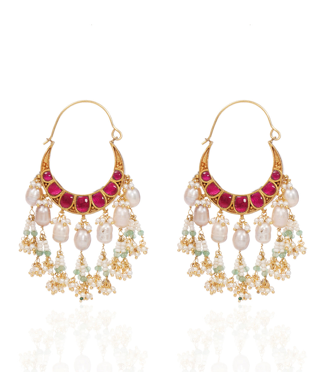 KAUSHINI TURWUOISE & RED TURQUOISE REVERSIBLE CHANDBALI