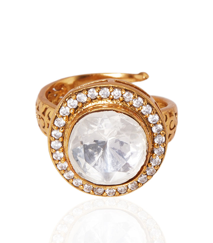 DAYITA GOLD PLATED  POLKI RING