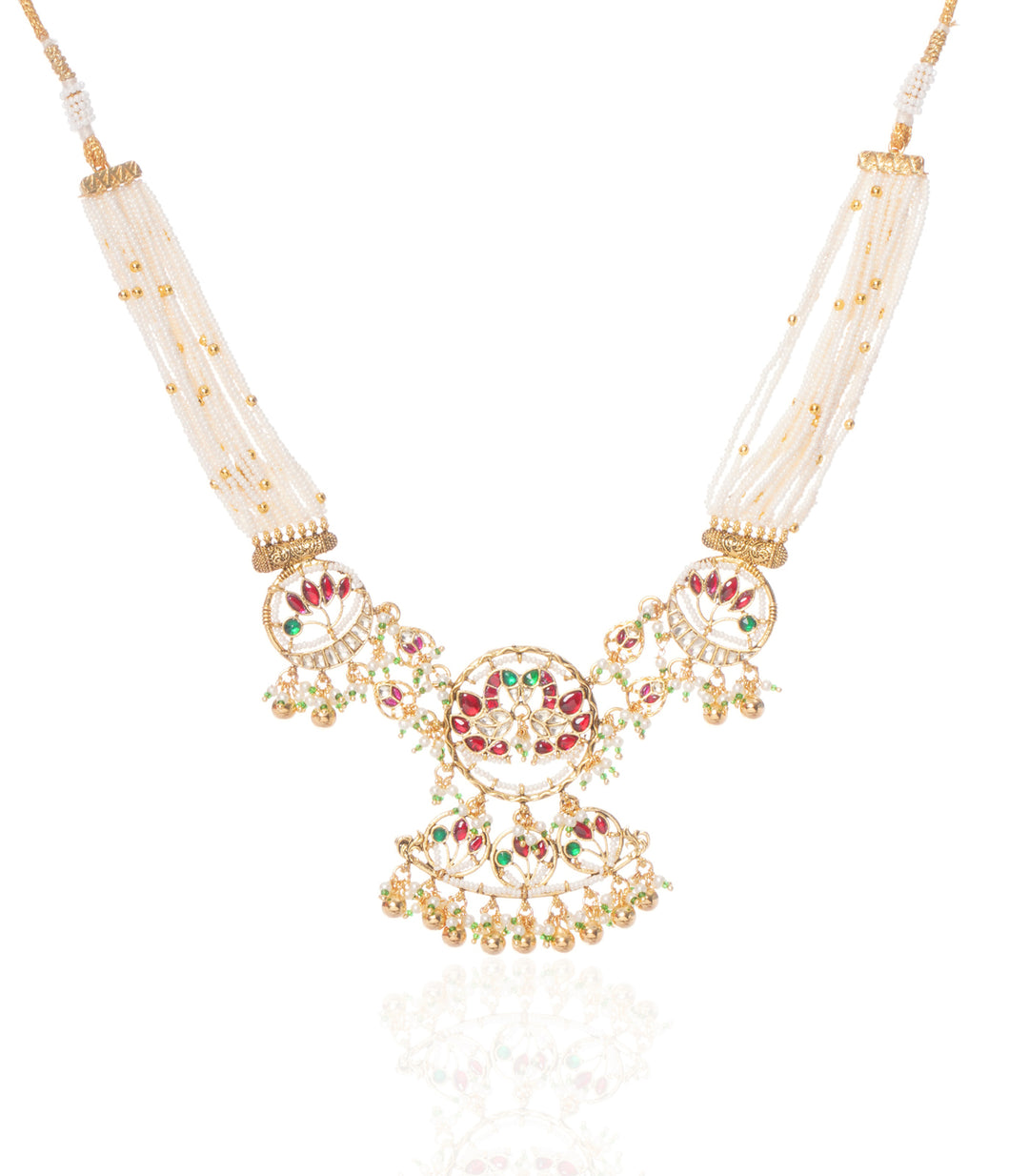 HRITIKA RED & GREEN  KUNDAN NECKLACE SET