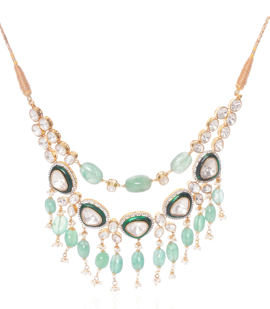 MIHIKA GREEN POLKI NECKLACE SET