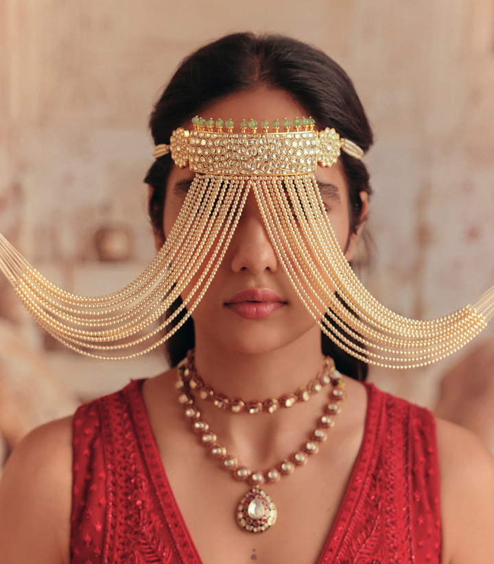 AISRA RED POLKI NECKLACE SET