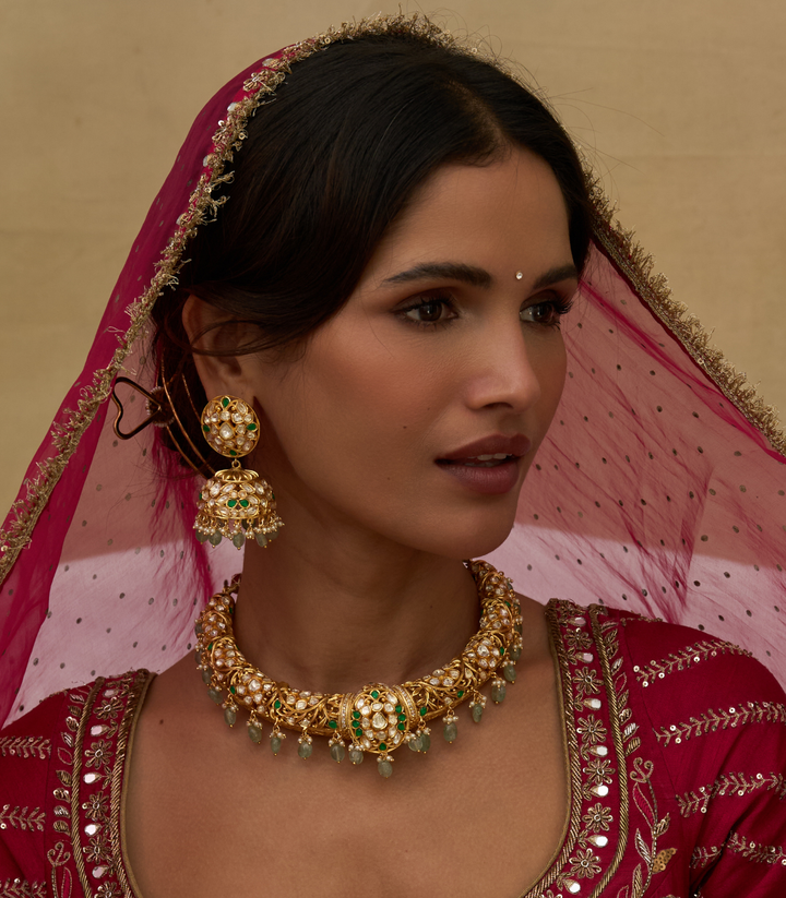 MONITA GREEN MOISSANITE HASLI NECKLACE SET