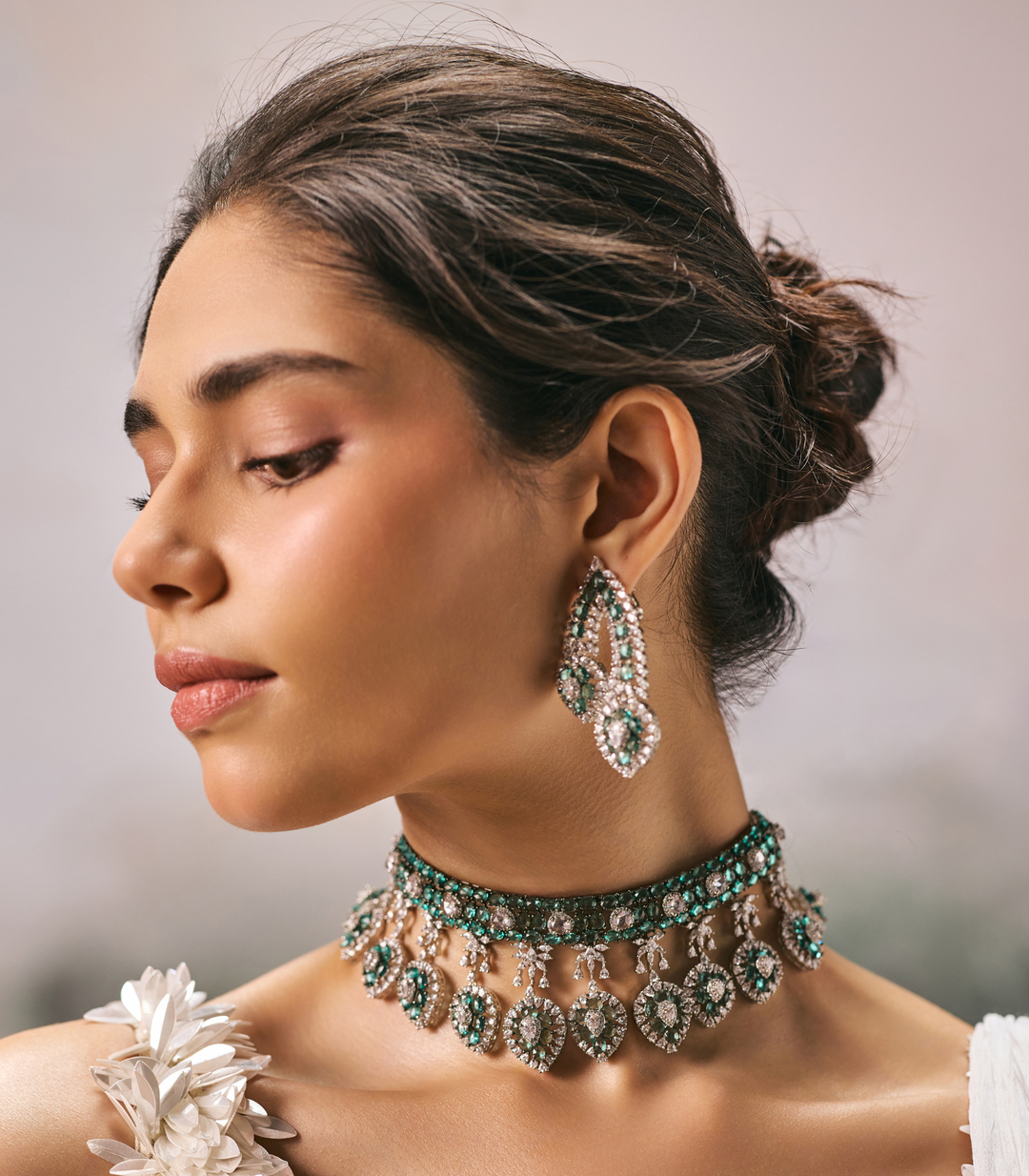 SADHIKA MINT ZIRCON NECKLACE SET