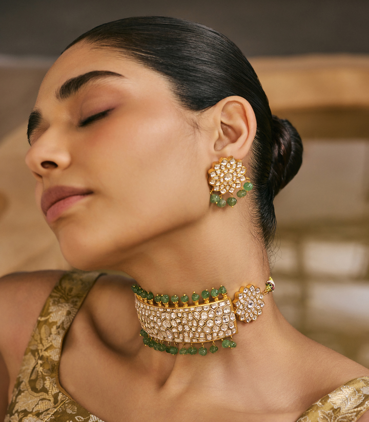VANI GREEN KUNDAN CHOKER SET