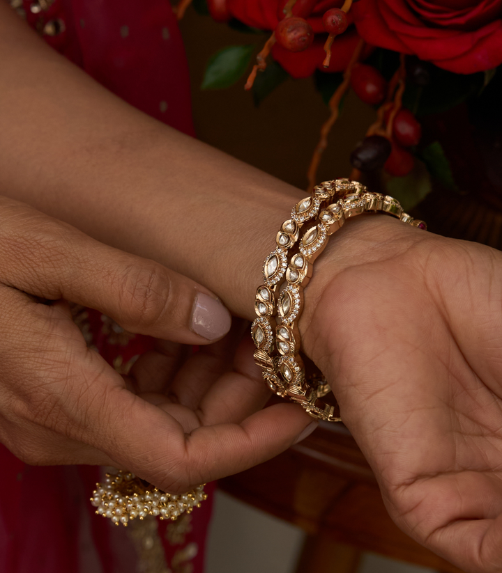 MADHU GOLD PLATED MOISSANITE BANGLES