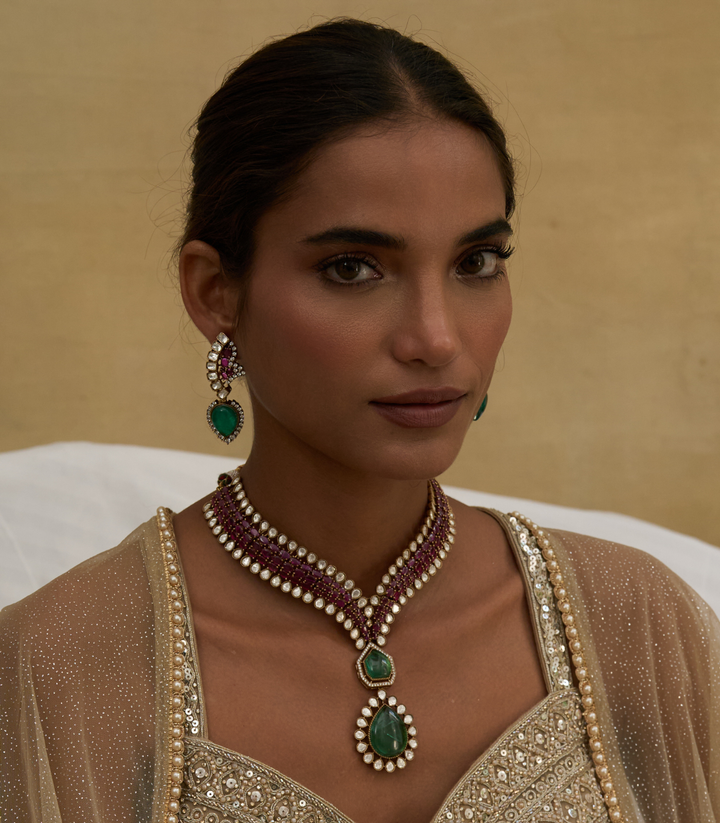 JASKIRAT GREEN ZIRCON LONG NECKLACE