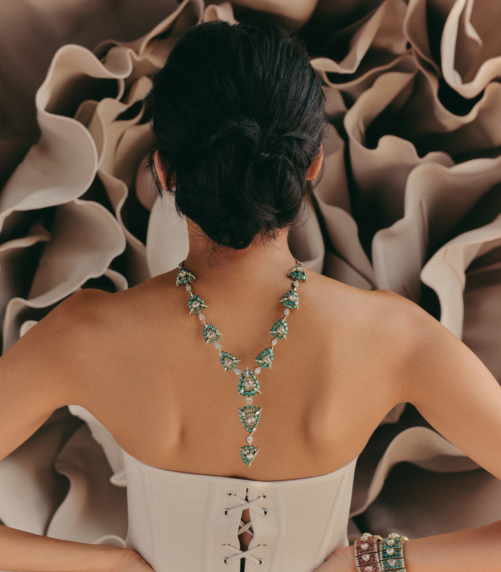 KEYA MINT ROSE CUT NECKLACE SET