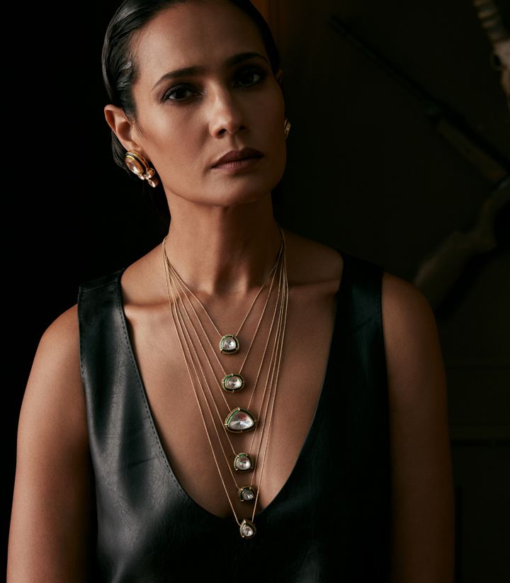 JANVI GREEN POLKI LONG NECKLACE