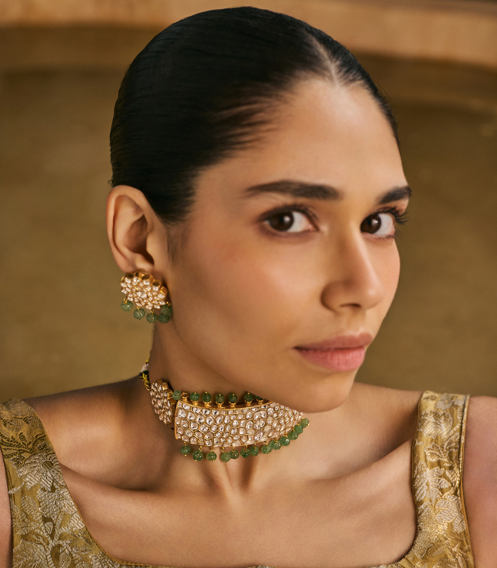 VANI GREEN KUNDAN CHOKER SET
