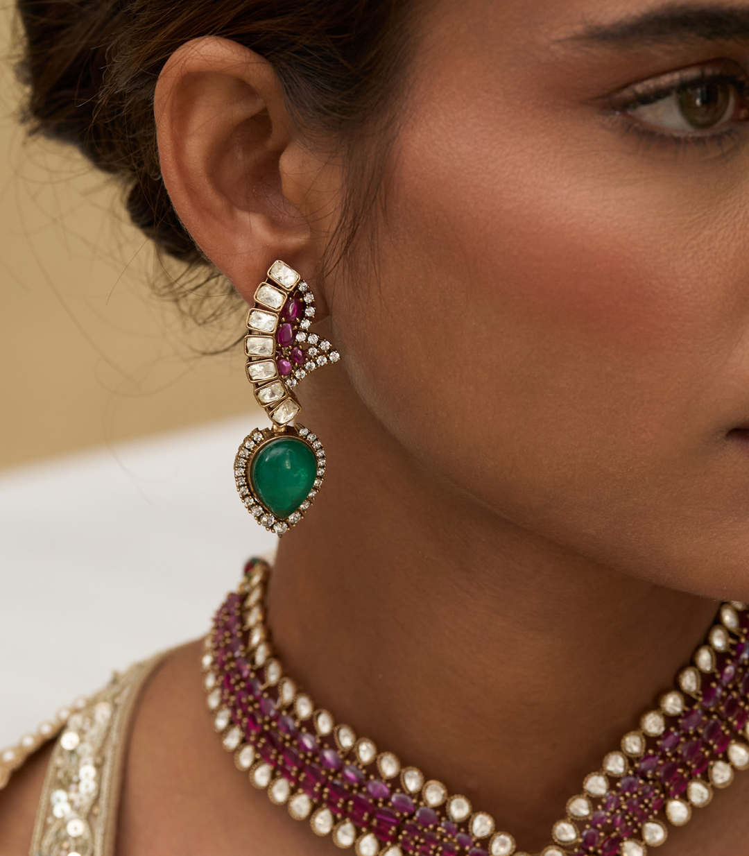 JASKIRAT GREEN ZIRCON LONG NECKLACE