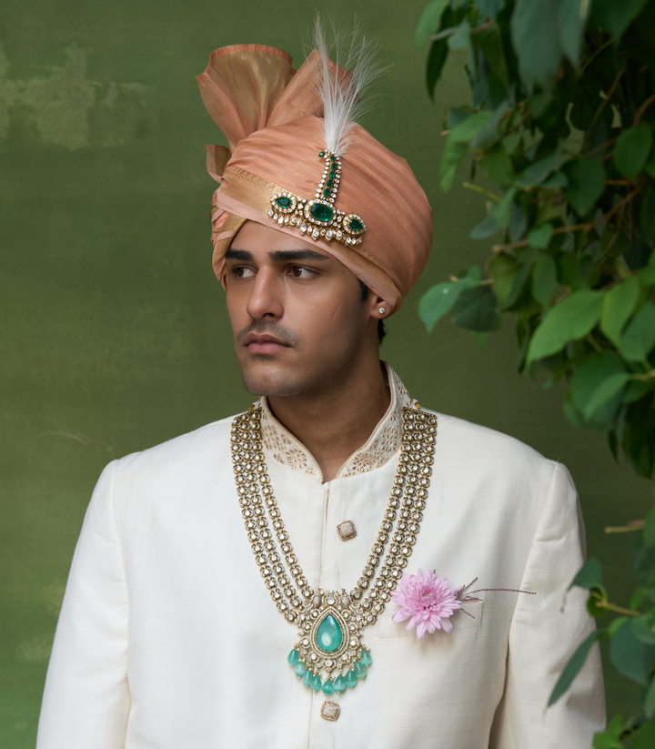 ANANTA ANTIQUE FINISH MINT POLKI GROOM NECKLACE