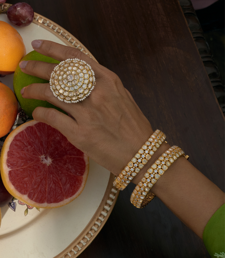 VAINAVI GOLD PLATED MOISSANITE BANGLES