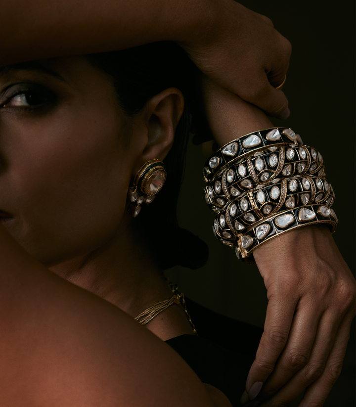 ELINA BLACK  POLKI BANGLES