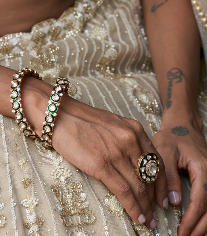 AADHVI GREEN POLKI BANGLES