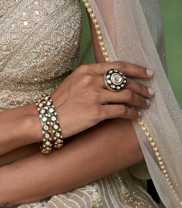 AADHVI GREEN POLKI BANGLES