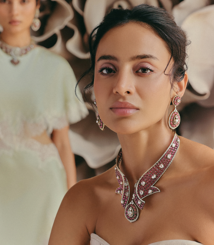 RIYANA PINK ZIRCON NECKLACE SET