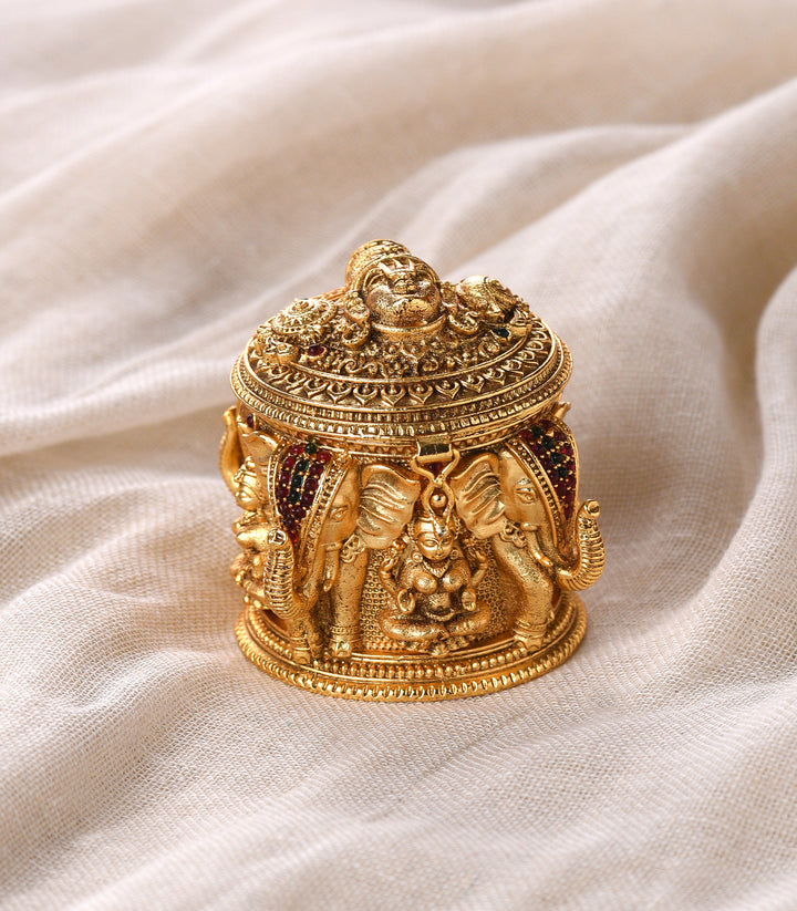 GOLD PLATED BALAJI AND LAKSHMI SINDOOR BOX