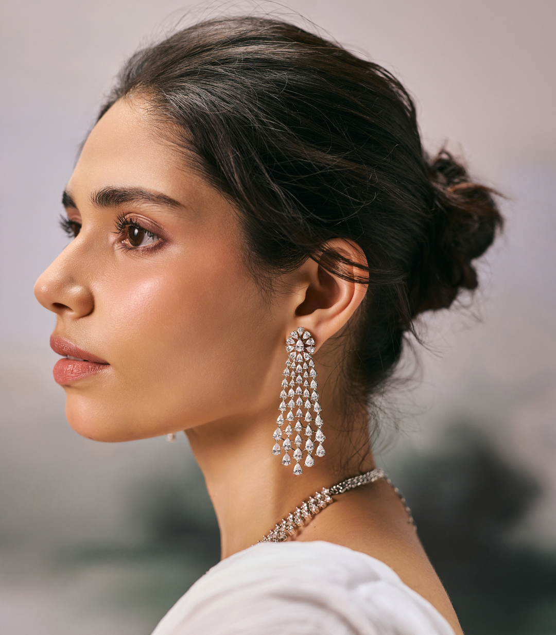 MAHI SILVER FINISH ZIRCON NECKLACE SET