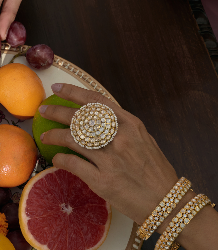 APRAJITA GOLD PLATED MOISSANITE RING