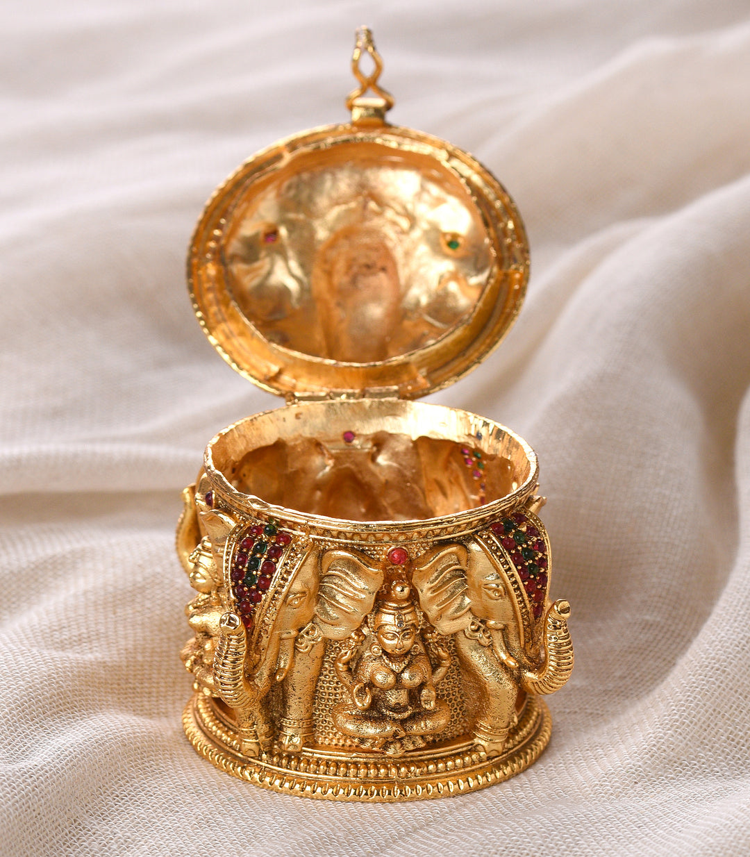 GOLD PLATED BALAJI AND LAKSHMI SINDOOR BOX