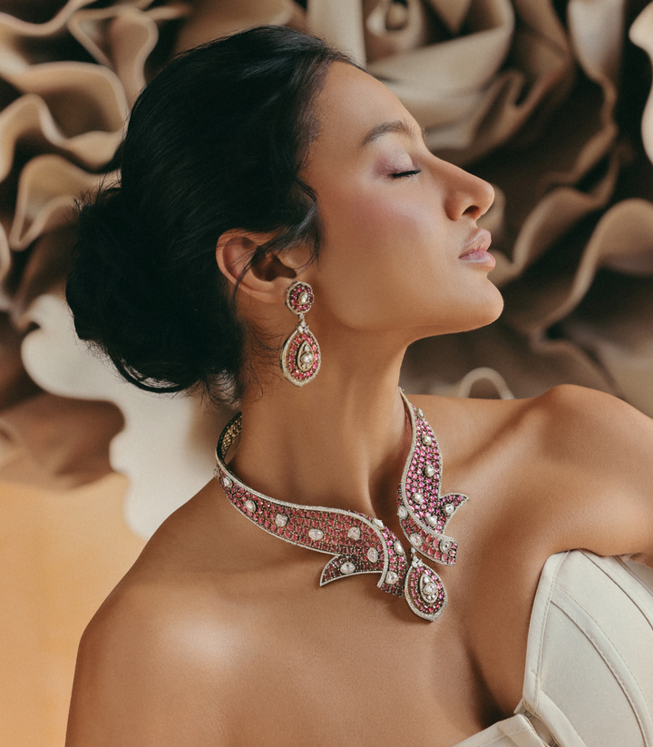 RIYANA PINK ZIRCON NECKLACE SET