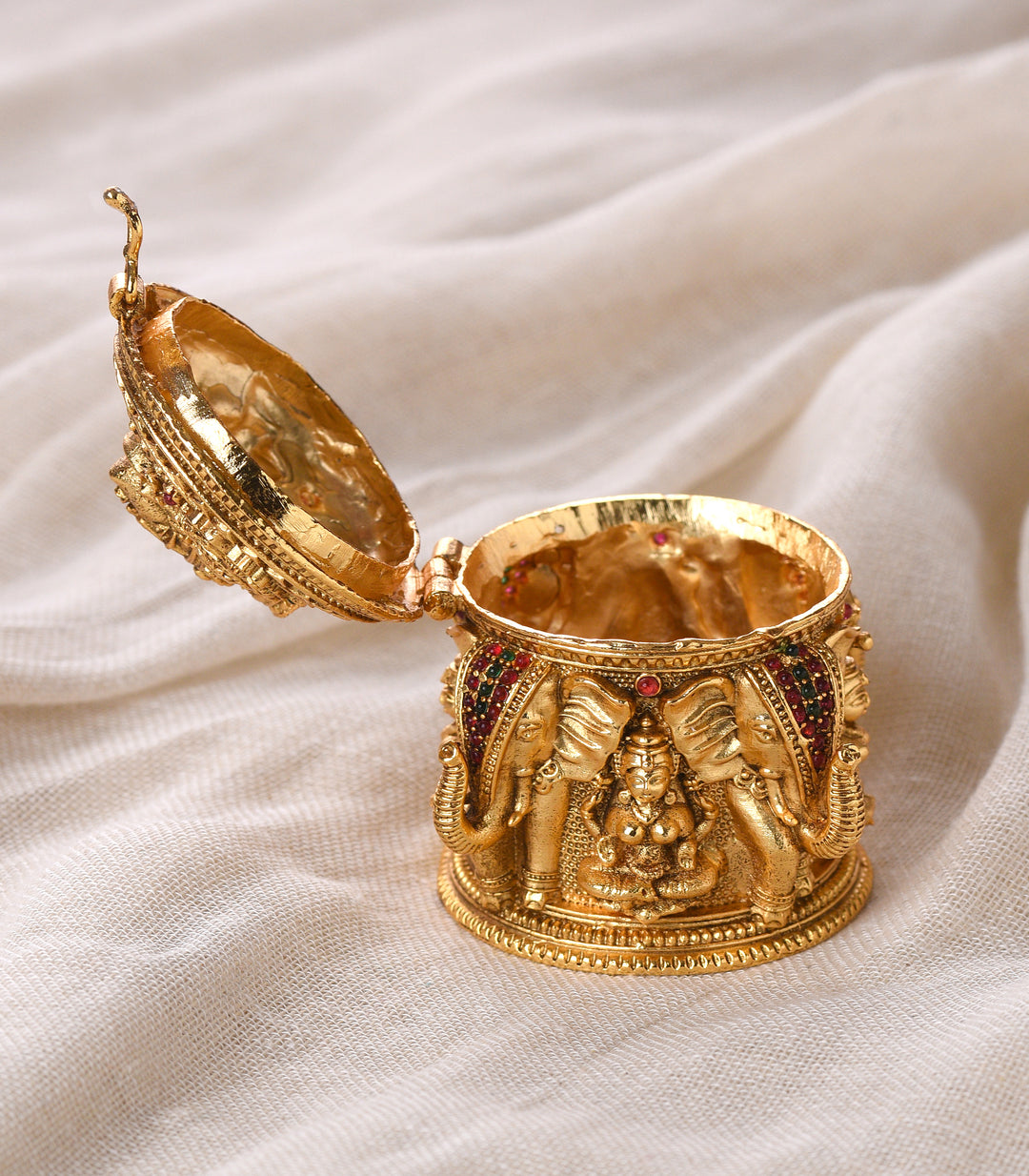 GOLD PLATED BALAJI AND LAKSHMI SINDOOR BOX