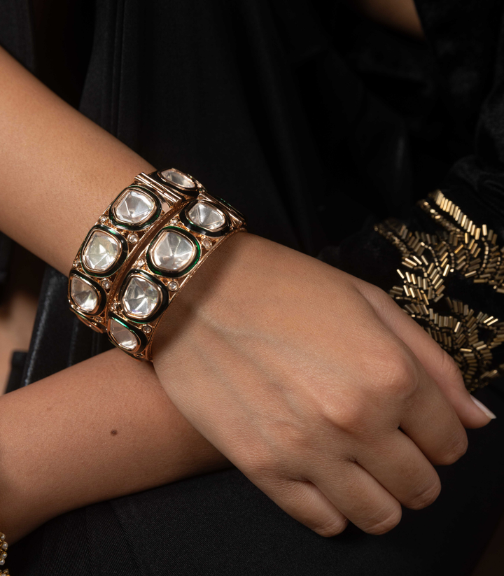 RISHA GREEN POLKI BANGLES