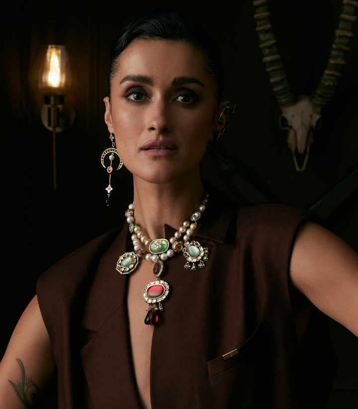 VAIDURYA RED & GREEN KUNDAN NECKLACE