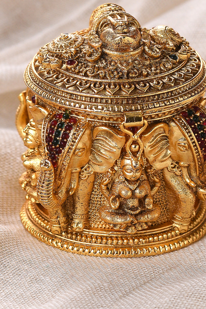 GOLD PLATED BALAJI AND LAKSHMI SINDOOR BOX