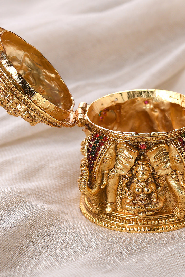 GOLD PLATED BALAJI AND LAKSHMI SINDOOR BOX