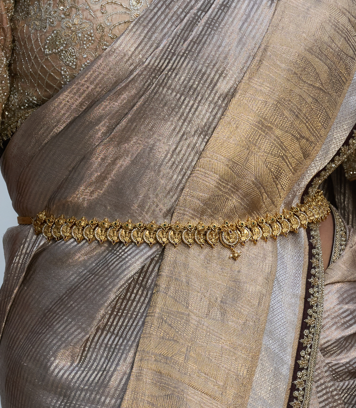 NITYA RED & GREEN GOLD PLATED WAIST BELT