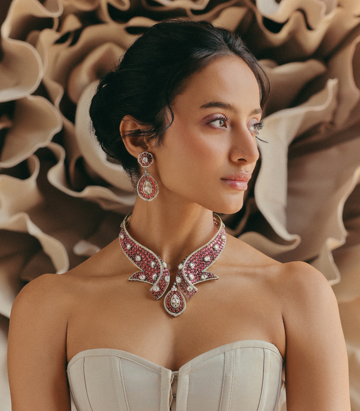 RIYANA PINK ZIRCON NECKLACE SET