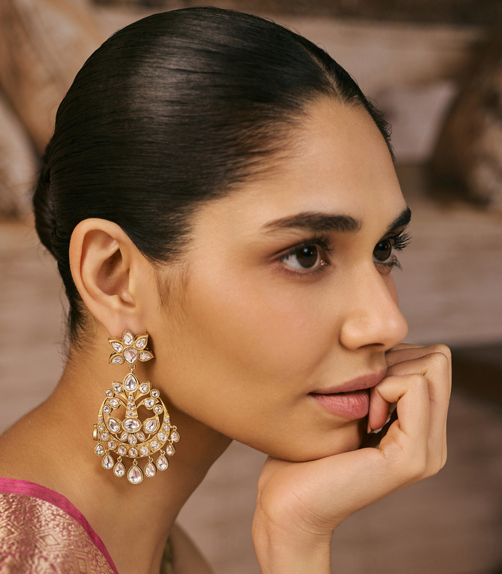 CHANDRIKA GOLD PLATED POLKI CHANDBALI