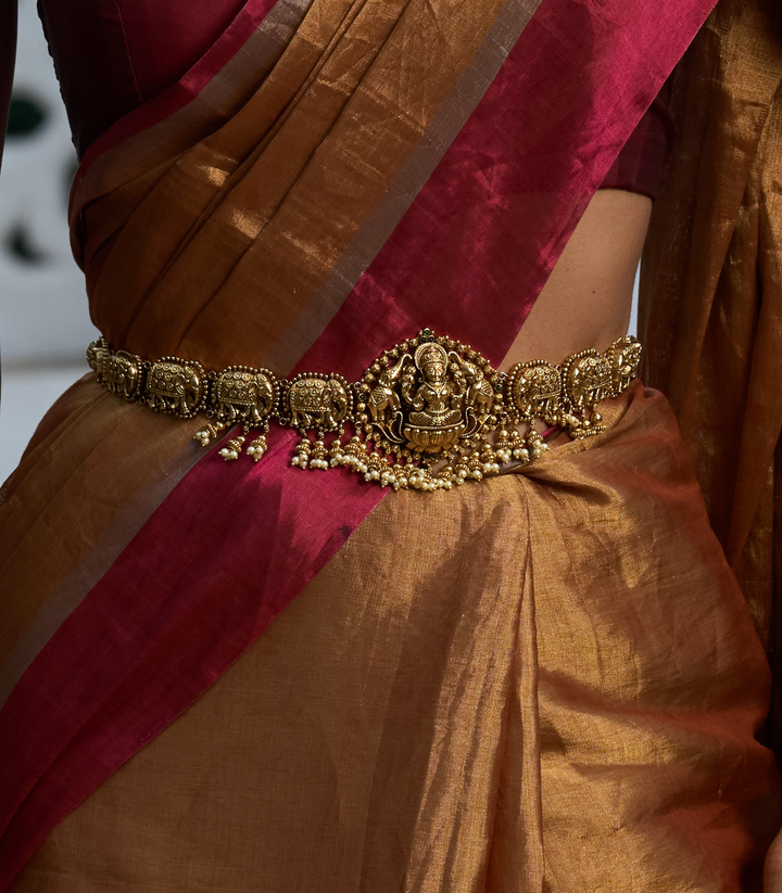 AADHYA WHITE  GOLD PLATED WAIST BELT