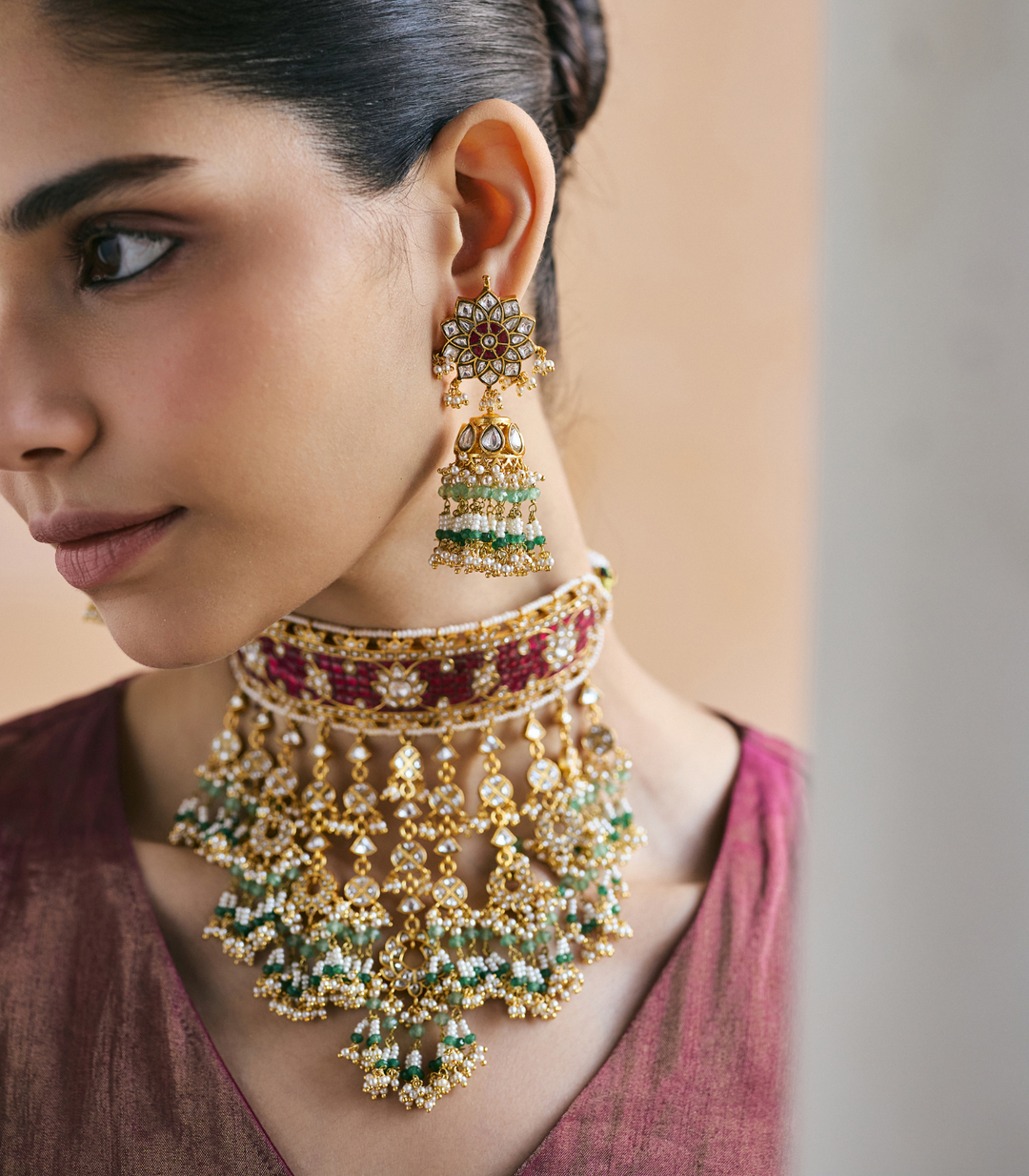 MAIYA RED KUNDAN NECKLACE SET
