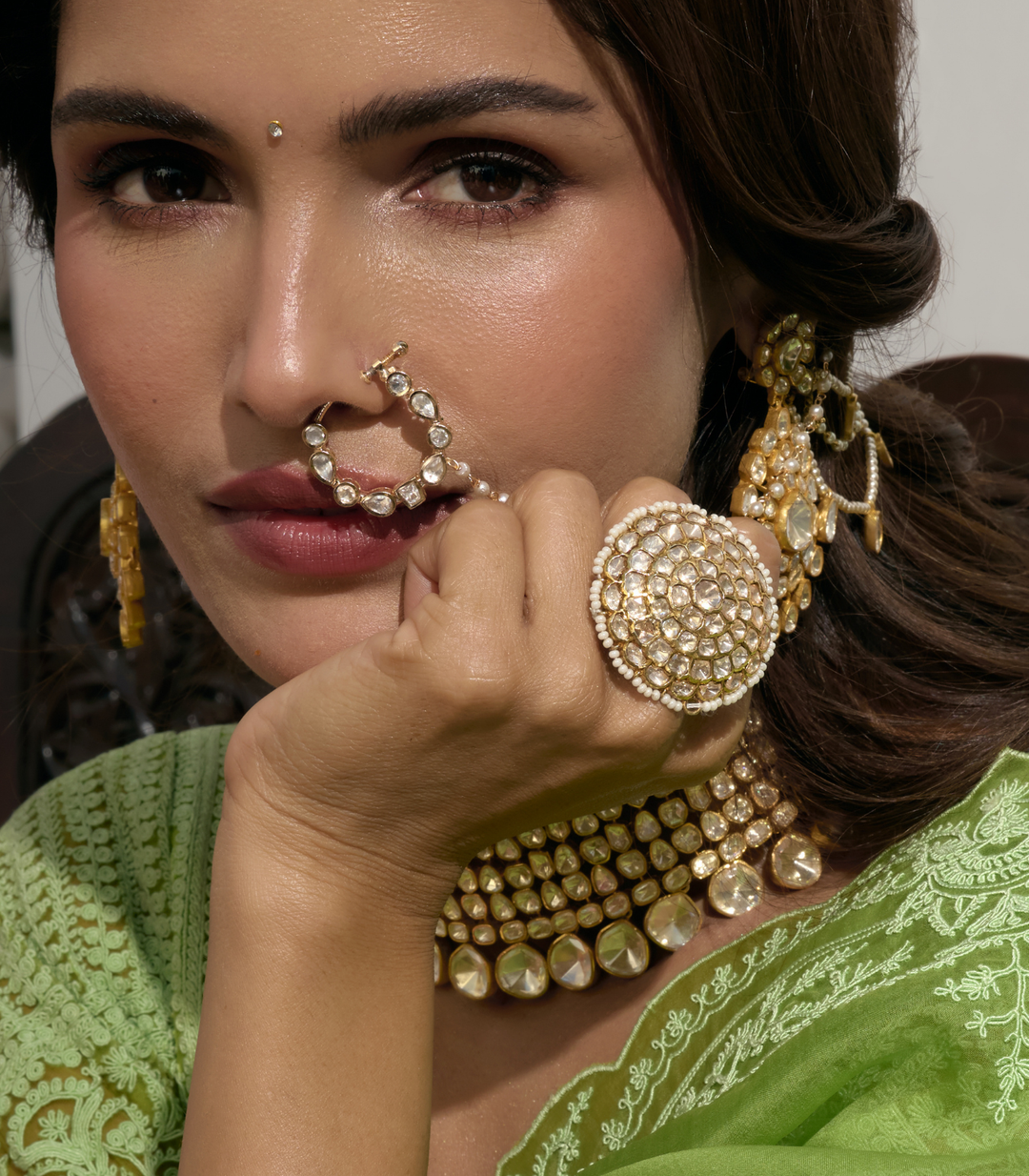 APRAJITA GOLD PLATED MOISSANITE RING