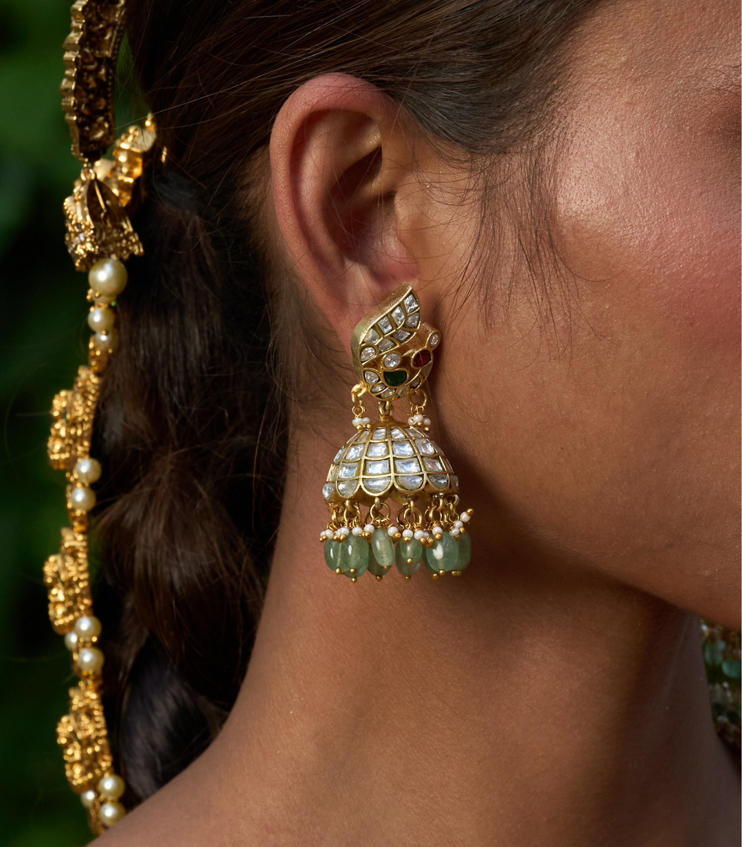 PRISHA RED & GREEN KUNDAN JHUMKA