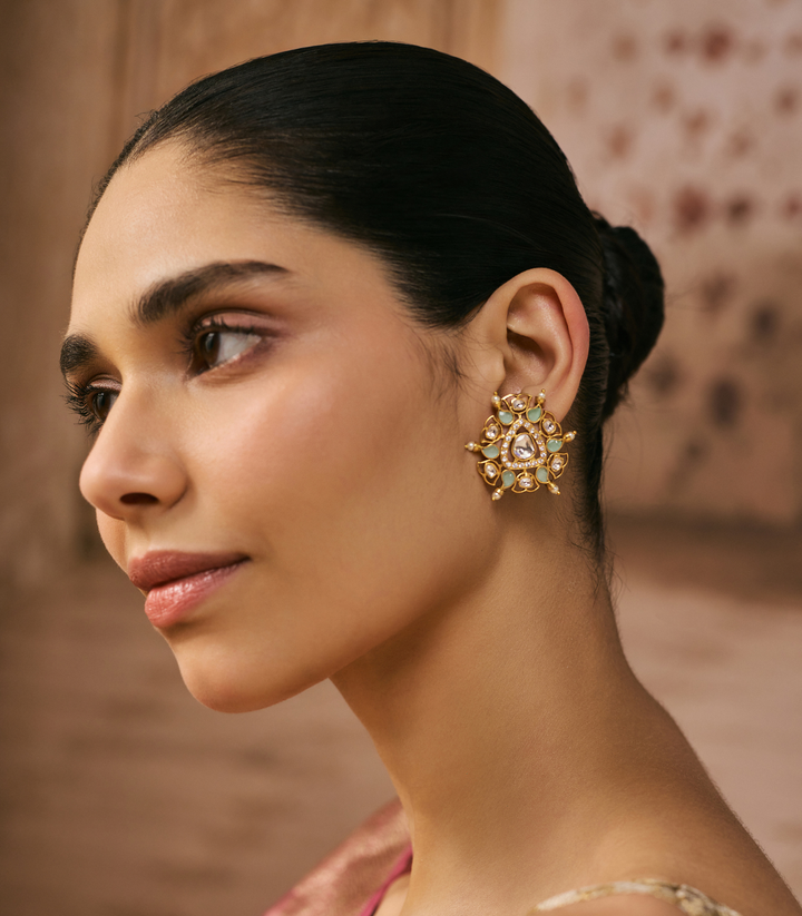 GITANJALI GOLD PLATED POLKI STUD