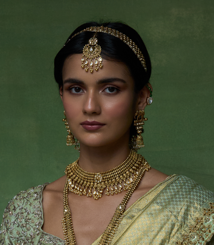 URJA GOLD PLATED  BRASS NECKLACE SET