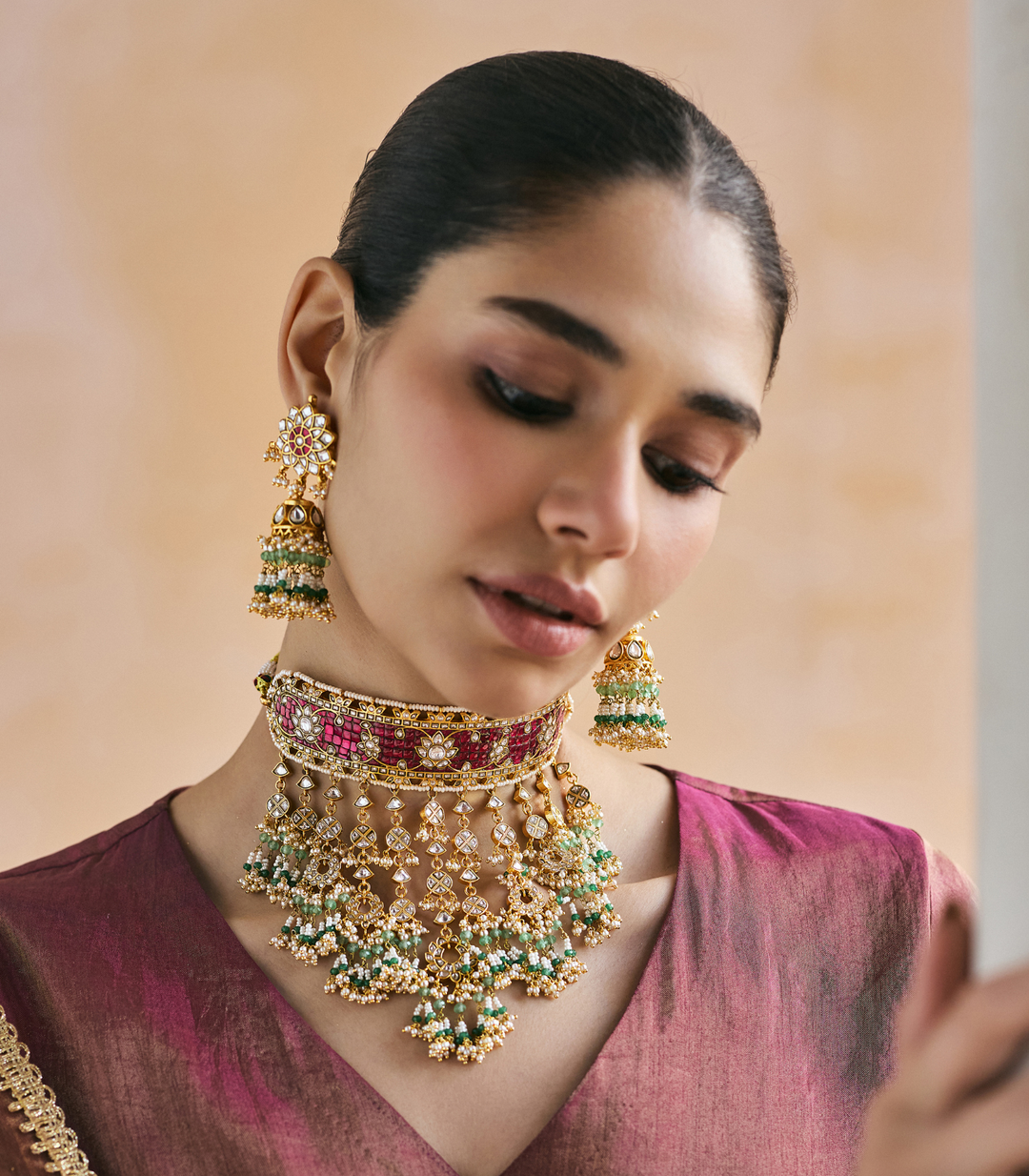 MAIYA RED KUNDAN NECKLACE SET