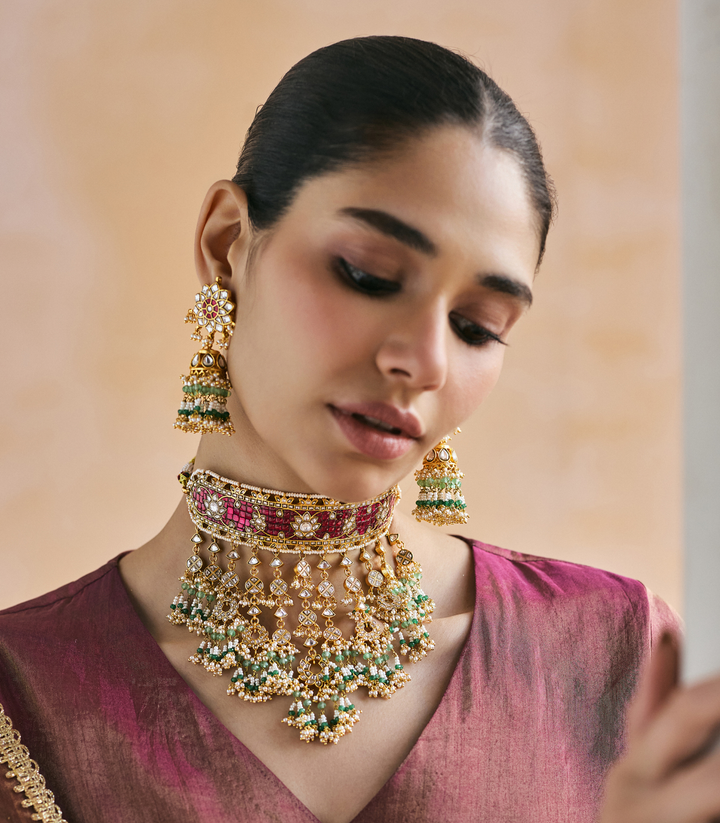 MAIYA RED KUNDAN NECKLACE SET