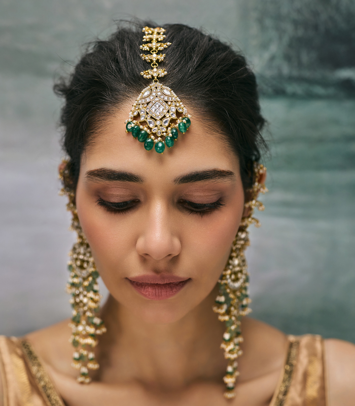 MIRA GREEN KUNDAN TIKA