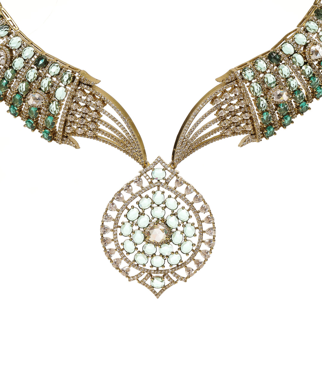 ANAYA GREEN ROSE CUT NECKLACE SET