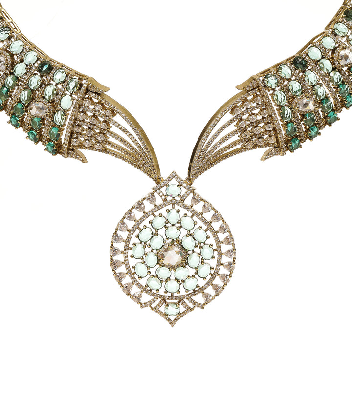 ANAYA GREEN ROSE CUT NECKLACE SET