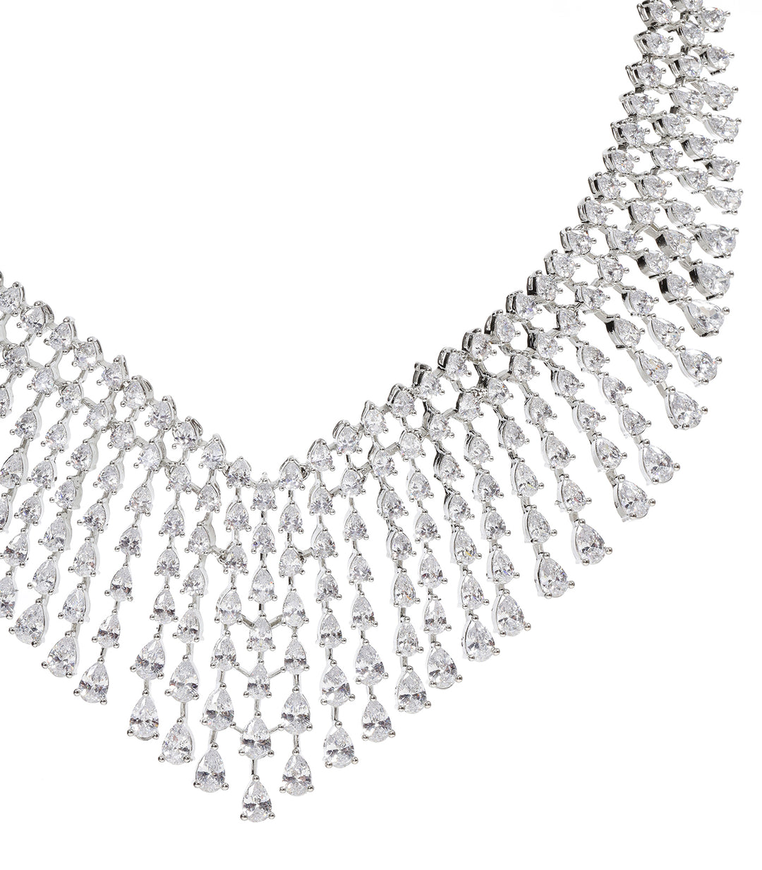 MAHI SILVER FINISH ZIRCON NECKLACE SET