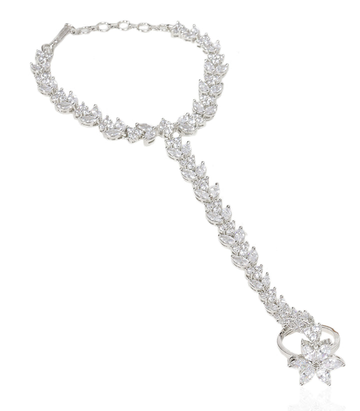 VARAHI SILVER FINISH ZIRCON HATHPHOOLS